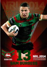 2014 South Sydney Rabbitohs NRL Premiers Limited Edition Card - Sam Burgess