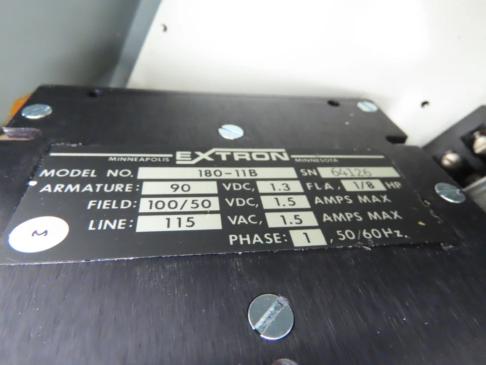 Extron 180-11B Solid State DC Motor Variable Speed 90VDC 1/8HP Control Panel - Image 2 of 4