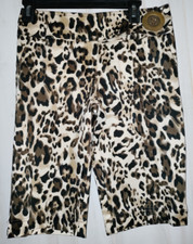 EXCELLENT WOMENS CACHe' LEOPARD PRINT BERMUDA SHORT SIZE 4 MADE IN USA