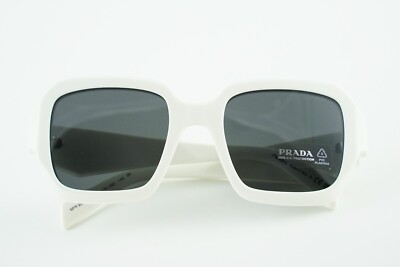 New! SPR 28Z Prada 17K-08Z Polished White/Grey Sunglasses 53-22