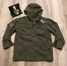 Hurley Women's Size Medium Casual Green Hooded Cotton Military Jacket Button Up