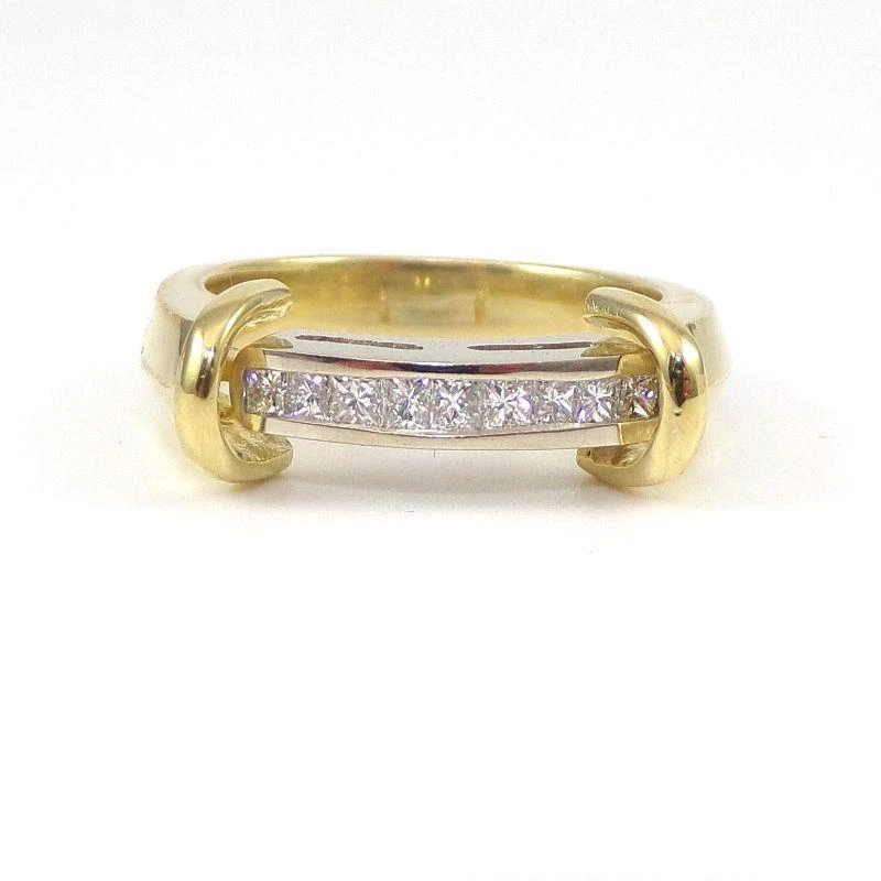 Anillo de oro amarillo sólido de 18 quilates pesado 0,25 TCW diamante natural corte princesa talla 5,5 Foto 3 de 4