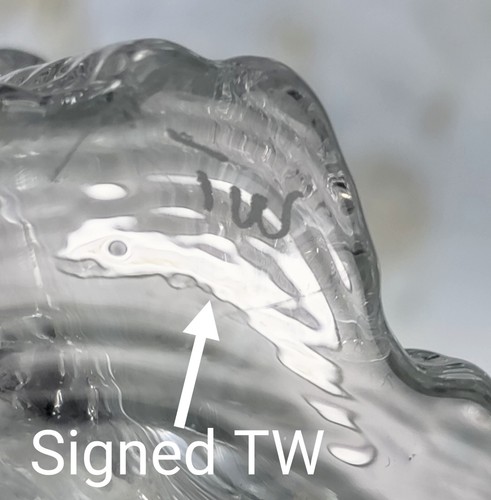 Vintage Signed TW Tapio Wirkkala Iittala Finland Pinus Art Glass Ice Vase 6.5" - Picture 7 of 7