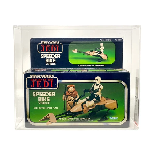 Vintage Kenner Star Wars Speeder Bike AFA 75+ 1983 Kenner Toys NO FLAP CREASE