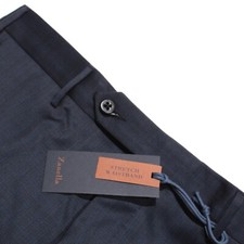 Zanella NWT Dress Pants Size 32 US Curtis In Blue Subtle Pattern 100 Wool