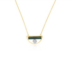 Dije de media luna collar barra malaquita y piedra lunar impresionante regalo para mejor amigo