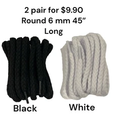 Round 6mm Woven Shoelaces 45" - 2 Pairs for $9.90 - Fast Shipping - Since 1980