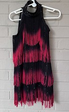 Weissman Girls Dance Costume Jazz Outfit Fringe Sequins 20s Flapper SMALL 6/6x