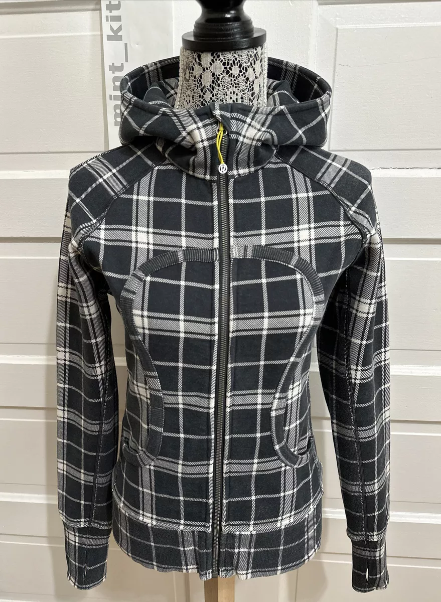 RARE Lululemon Scuba Hoodie II Size 6 Varsity Plaid Angel White