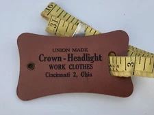 Vtg Crown-Highlight Work Clothes Tailor Cloth Tape Measure Denim Advertising NOS