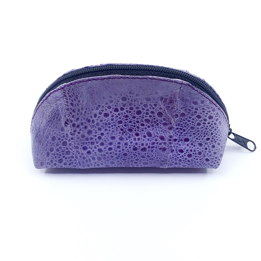 New Genuine Exotic Bufo Marinus Cane Zippered Coin Purse Purple 5" 