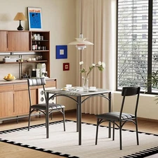 Dining Table Chair Set for Small Spaces, Kitchen Table with 2 Upholstered Chairs