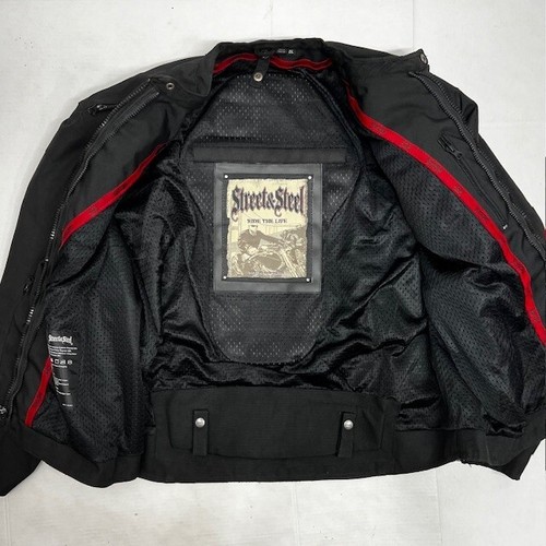 Mens Street & Steel Black Vented Embroidered w Patches Motorcycle Jacket 2XL - Picture 4 of 11