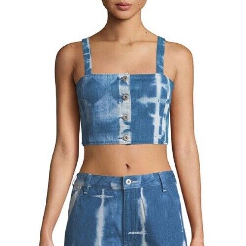 LEVI'S Made & Crafted Cropped Tank Top Blue White Tie Dye Women's 4/XL $158 New - Imagen 1 de 7