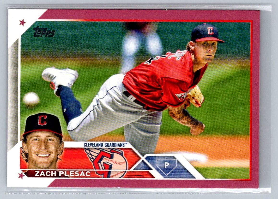 2023 Topps Series 2 - Zach Plesac #476 Mother's Day Hot Pink /50