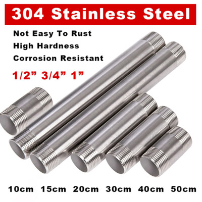 1/2'' 3/4'' 1'' BSP Stainless Male x Male Threaded Pipe Fittings Length 100mm~500mm