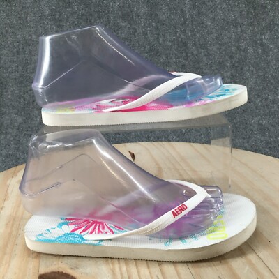 Aero Sandals Womens 6-7 Slip On Flip Flop Multicolor Toe Post Comfort Floral