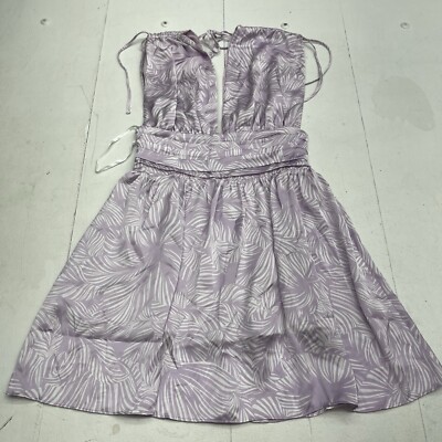 Lovers & Friends Venice Purple Palm Floral Satin Mini Dress Women s Small New