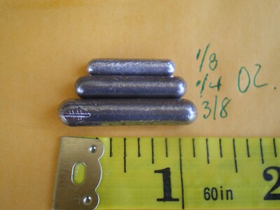 75 LURE BODIES/SLIP SINKER 3/8, 1/4, 1/8 OZ. CHOOSE ANY SIZE ''MAKE SPINNERS''