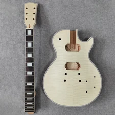 DIY electric lp custom guitar kits  splated maple veneer top mahogany body neck