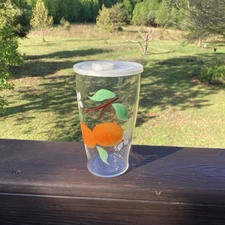 Vintage 1950s Tropicana Promo Orange & Blossom 7”Juice Glass Carafe Hand Painted