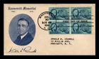 DR JIM STAMPS US COVER ROOSEVELT MEMORIAM FDC SCOTT 933 BLOCK OF 4