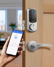 B200 Fingerprint Lock with 2 Lever Handles, Keyless Entry Front Door Lock Set...