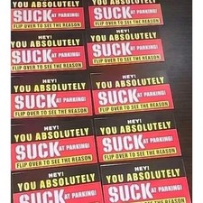 "You Absolutely Suck At Parking" Prank Cards   10-Pack  Funny Novelty Gift