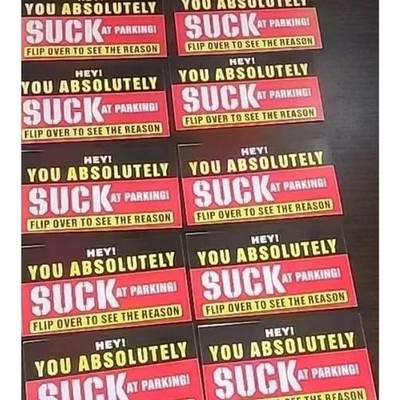 ''You Absolutely Suck At Parking'' Prank Cards   10-Pack | Funny Novelty Gift