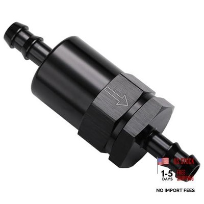 3/8'' Billet Inline Fuel Filter 30 Micron Aluminum Black 3/8 Inch