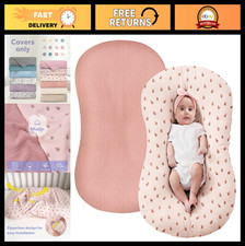 Muslin Baby Lounger Cover - Removable Infant Pillow Cover for Newborns, Pink Flo