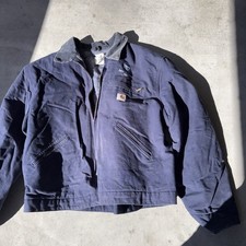 Carhartt Men's XL Detroit Jacket Navy Blue, Vintage 90s, Blanket Lining