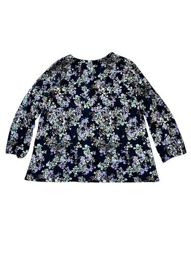 NWT J Jill Long Sleeve Button Up Pullover Navy Floral Top Blouse Shirt LARGE - Picture 2 of 7