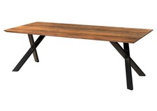 Esstisch Akazie 260x100 natur Epoxid schwarz ausgestellte X-Beine anthrazit matt