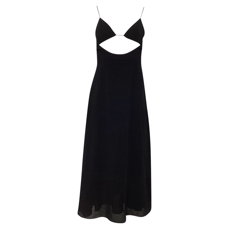 Saint Laurent Cut Out Midi Backless Dress In Viscose Women Black Size 36