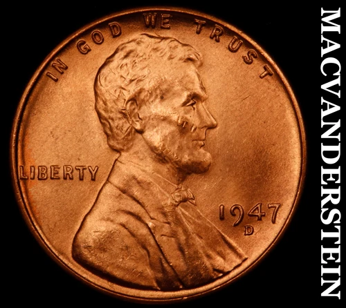 1947-D Lincoln Wheat Cent- Red- Choice Gem Brilliant Uncirculated Luster #i9918