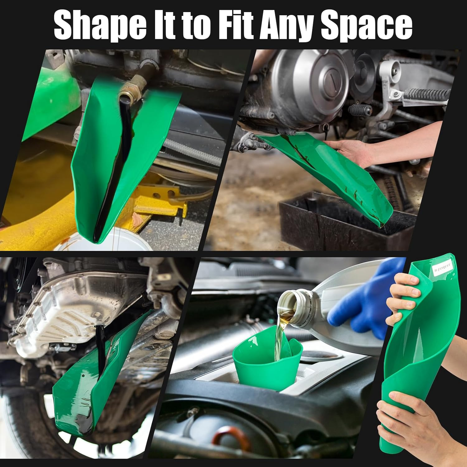 Flexible Moldable 3rd Gen Oil Funnel Spill-Free Oil Change Tool Funnels for