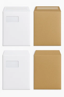 STEINMETZ Versandtaschen DIN C4 haftklebend mit/ohne Fenster | Briefumschläge weiß braun