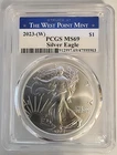 Silver Eagle 2023 W $1 American PCGS MS69 West Point