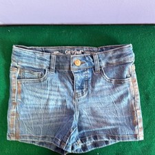 Cat  Jack Super Stretch Distressed Shorts Girls Size 7 Blue w/ Copper Detail
