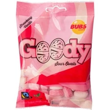 9 x BUBS Coody Ovals Strawberry/Vanilla GELATIN FREE CANDY 90 g ( 3.15 oz )