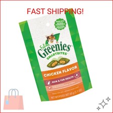 Greenies Feline Smartbites Skin Fur Health Crunchy and Soft Cat Treats, Chicke