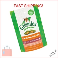 Greenies Feline Smartbites Skin & Fur Health Crunchy and Soft Cat Treats, Chicke