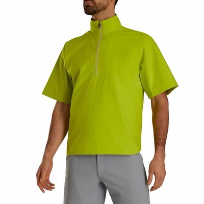NEW MENS FOOTJOY GOLF SS 1/4 ZIP HYDRO LITE X RAIN SHIRT- ACID GREEN SIZE LARGE