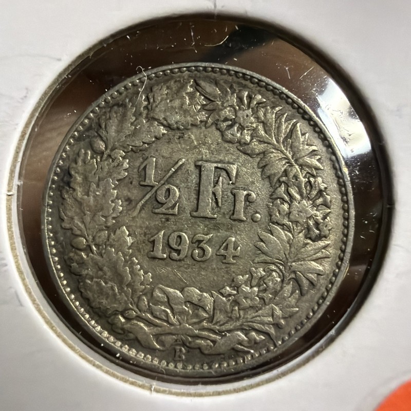 1934 Swiss 1/2 Silver Franc ~ Swiss Half Franc T466