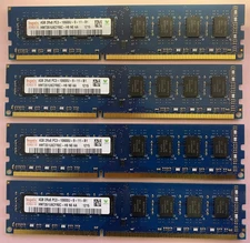 LOT of 4 (16GB Total) SK Hynix 4GB DDR3 1333MHz Desktop RAM Modules