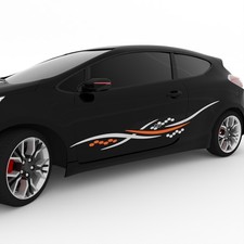 2x Seitenaufkleber Auto | Tuning Dekor Streifen | Universal XXL Sticker | N6A23C