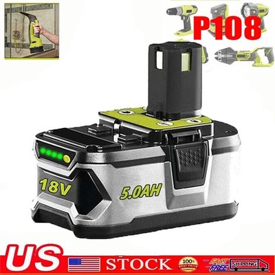 For Ryobi P108,P107 18V ONE Plus Battery 18 Volt LI-ION 5000mAh High Capacity