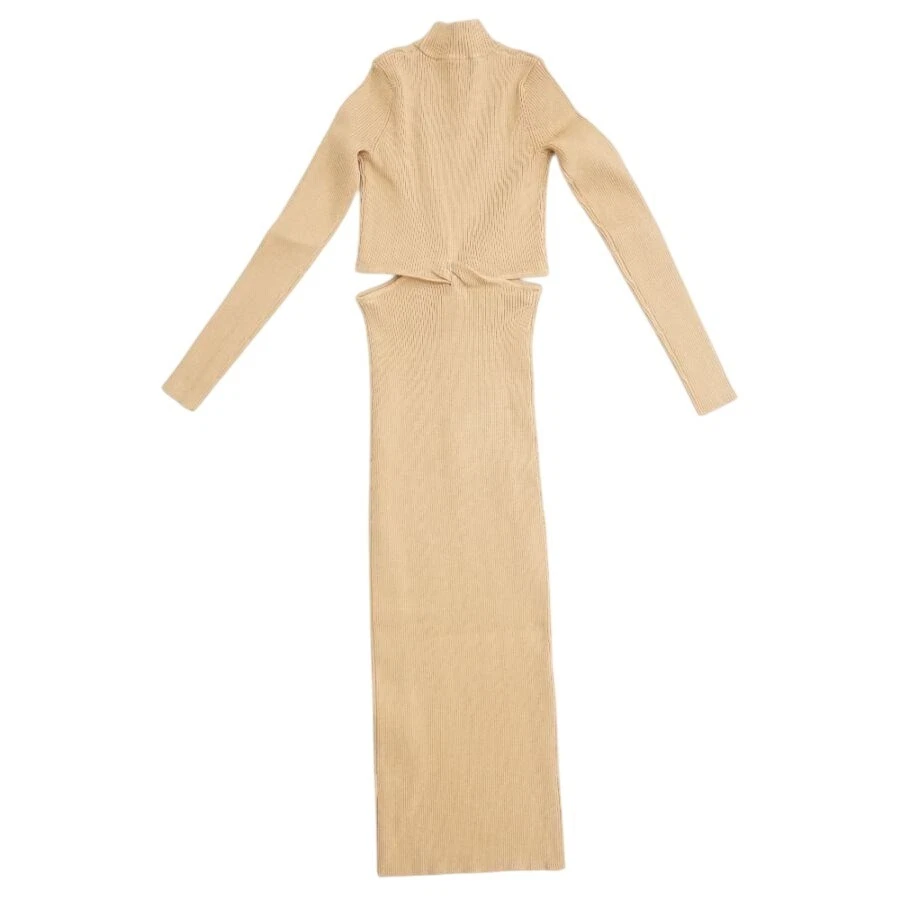 Vestido Maxi Bodycon Manga Longa Torn By Ronny Kobo Opala Malha com nervuras Recorte Pequeno - Imagem 4 de 4