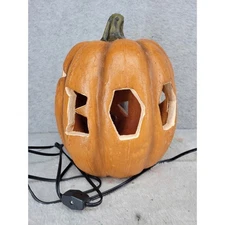Halloween Ceramic Light Up Pumpkin BOO Jack O Lantern Tabletop Decor 10"